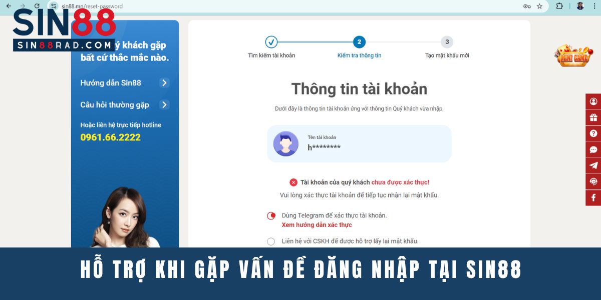 Hỗ trợ khi gặp vấn đề đăng nhập tại Sin88