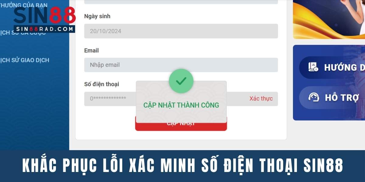 Hướng dẫn xử lý khi gặp phải lỗi xác minh số điện thoại Sin88