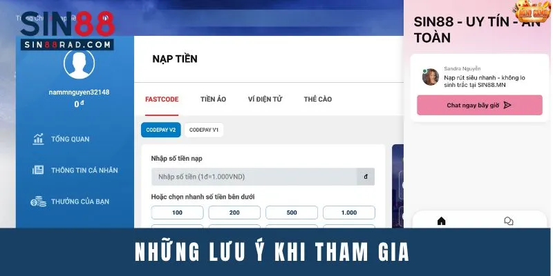 Lưu ý khi tham gia chương trình khuyến mãi tặng 100% tại Sin88