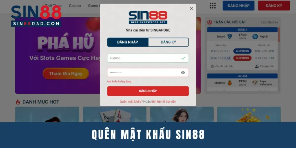 Quên mật khẩu Sin88